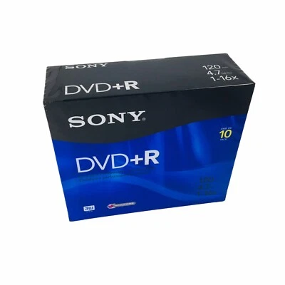 Sony DVD + R 10 Pack Recordable Discs 120 min 4.7 GB Blank New Sealed - Image 1 of 4
