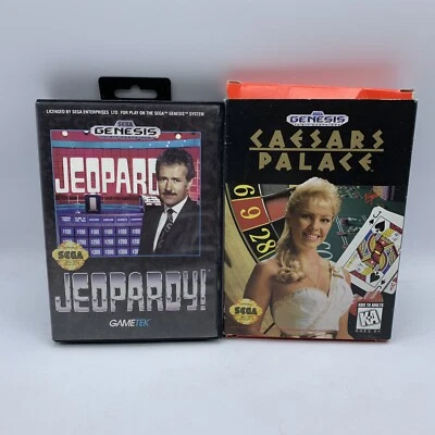 Jeopardy & Caesars Palace (Sega Genesis) Complete CIB Tested Works - Image 1 of 4