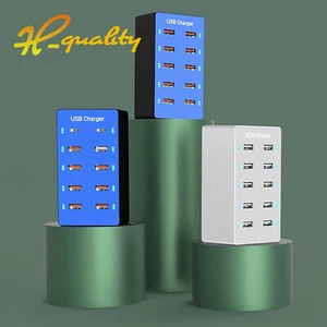 USB Charger 10 Port Fast Charging Desktop Charger Multiple Device Power Adapter - Picture 1 of 32