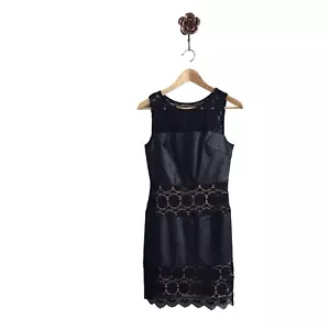 Etuikleid Bailey 44 klein schwarz Leder & Spitze LBD Cocktail Date Night - Bild 1 von 9
