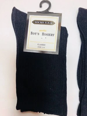 3 PARES CALCETINES DE VESTIR CLÁSICOS DE NAILON NEGROS PARA NIÑOS DE EE. UU. TALLA 2-4,4-6 Y 6-8 Foto 1 de 4