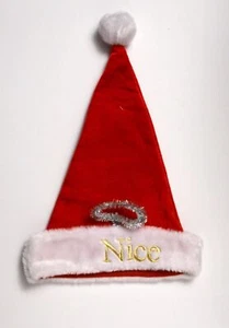 WEIHNACHTEN WEIHNACHTSMANN MÜTZE MIT SILBER GLÄNZENDEM HALO ""SCHÖN"" EINHEITSGRÖSSE PASST ZU DEN MEISTEN NEUEN - Bild 1 von 1
