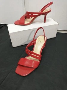 Vince Camuto Womens SZ 5.5M Savesha Red Leather Slingblack Sandal  - Picture 1 of 11