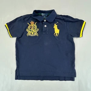 VINTAGE Polo Ralph Lauren Shirt Boys 4 Blue Gold Big Pony Crest Sailing Youth - Picture 1 of 9