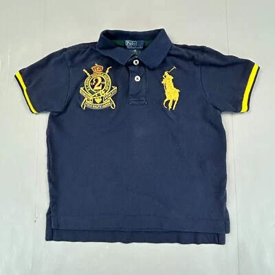 VINTAGE Polo Ralph Lauren Shirt Boys 4 Blue Gold Big Pony Crest Sailing 90s Y2K - Image 1 of 4