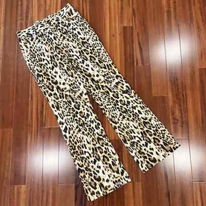 Classiques Entier Brown Pants Leopard Animal Print Trouser Dress Wide Leg Size 8 - Picture 1 of 8