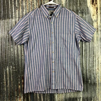 Vintage JCPenney The Fox Shirt Adult Large Blue Red Striped Short Sleeve Mens - Image 1 of 4