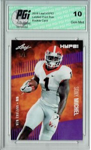 Sony Michel 2018 Leaf HYPE! #7 Purple Blank Back 1 of 1 Rookie Card PGI 10