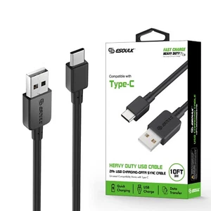 Esoulk - 10 ft usb to Type-C Charger Charging Cable For Samsung S21/S21 Ultra - Picture 1 of 14
