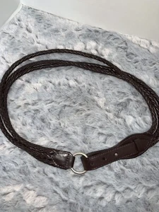 Leather Woven 3 strand Belt 42" L the holes at 35-39 inches. - Picture 1 of 4