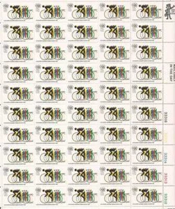 US Stamp 1972 6c Olympics Cycling 50 Stamp Sheet Scott #1460 - Picture 1 of 1