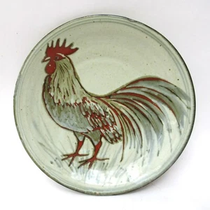 Colin Kellam Studiokeramik Wandbehang Teller oder Schale mit Hahn, um 1990 - Bild 1 von 6