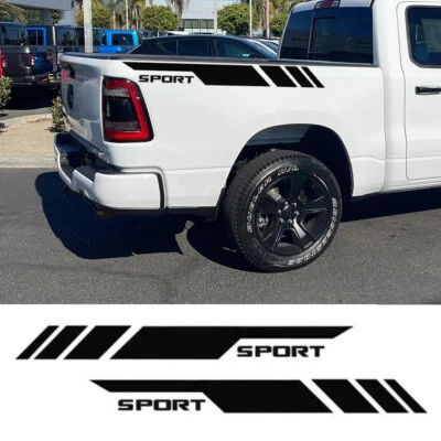 For Dodge RAM 1500 2500 Glossy Black Sport Truck Bed Side Decal Sticker Stripe - Image 1 of 3
