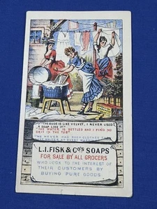 Tarjeta comercial C1880 ~ L.I. Jabones Fisk & Co's a la venta por todas las tiendas de comestibles, jabón japonés - Imagen 1 de 2