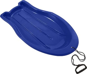 Toboggan Snow Sled for Kids and Adults w/ Pull Ropes & Handles, 37" Blue - Picture 1 of 9