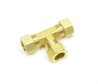 5/8" Tube OD Tee Brass Compression Fitting Plumbing Adapter Water Oil Gas - Image 1 of 4