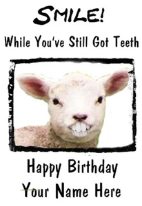 Lamb    A5 Personalised Card Birthday Anniversary Teeth smile  - Picture 1 of 1