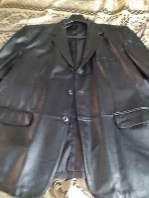 Abrigo/blazer de cuero para hombre, negro, J. FERRAR Foto 1 de 3