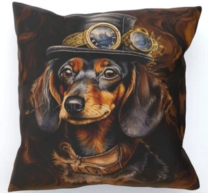 Steampunk Dachshund IV Cushion Double-Sided, Scientific Dog Intelligent Cute Pet - Picture 1 of 7