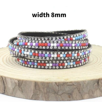 5m Faux Leather Suede Cord String with Rivet Velvet Rhinestone Beading string - Image 1 of 4