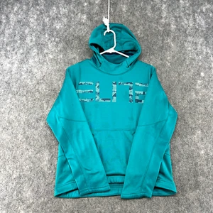 Nike Sweater Girls Extra Blue Swoosh Logo Elite Spellout Hoodie Pullover - Picture 1 of 10