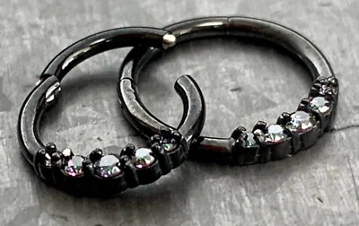 1pc Five CZ Gem Hinged Segment Ring 16g Septum Clicker 316L Surgical Steel  - Image 1 of 3