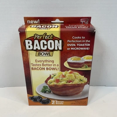 Paquete de 2 cuencos de tocino perfectos: como se ve en la televisión funciona en horno, microondas, horno tostador  Foto 1 de 4