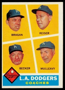 1960 Topps Coaches Becker, Bragen, Mulleavy, Reiser DE COLECCIÓN Los Angeles Dodgers - Imagen 1 de 2
