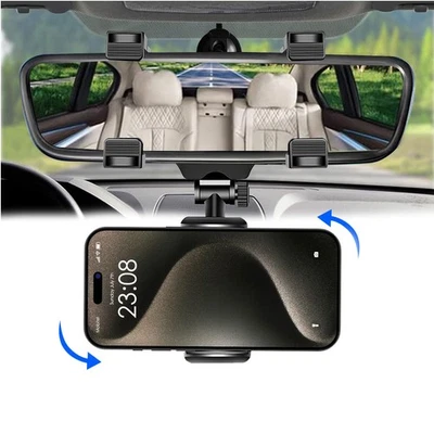 Universal Phone Holder 360° Car Vehicle Rearview Mirror Mount for Samsung iPhone - Image 1 of 4