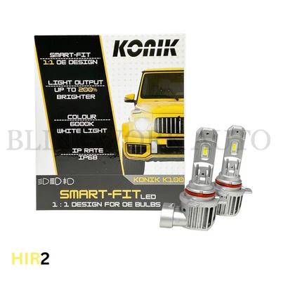 KONIK K100 HIR2 9012 LED SMART FIT 6000K White LED Headlight Conversion Kit - Image 1 of 4
