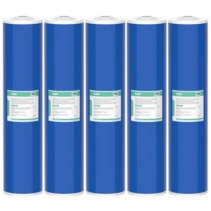 5 Pack 20"x4.5" Big Blue KDF Carbon Whole House Water Softener Filter Cartridges - Picture 1 of 8