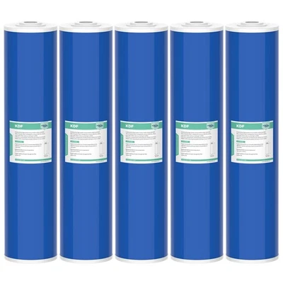 6 Pack 20"x4.5" KDF Carbon Big Blue Whole House Water Filter Softener Cartridges - Image 1 of 4