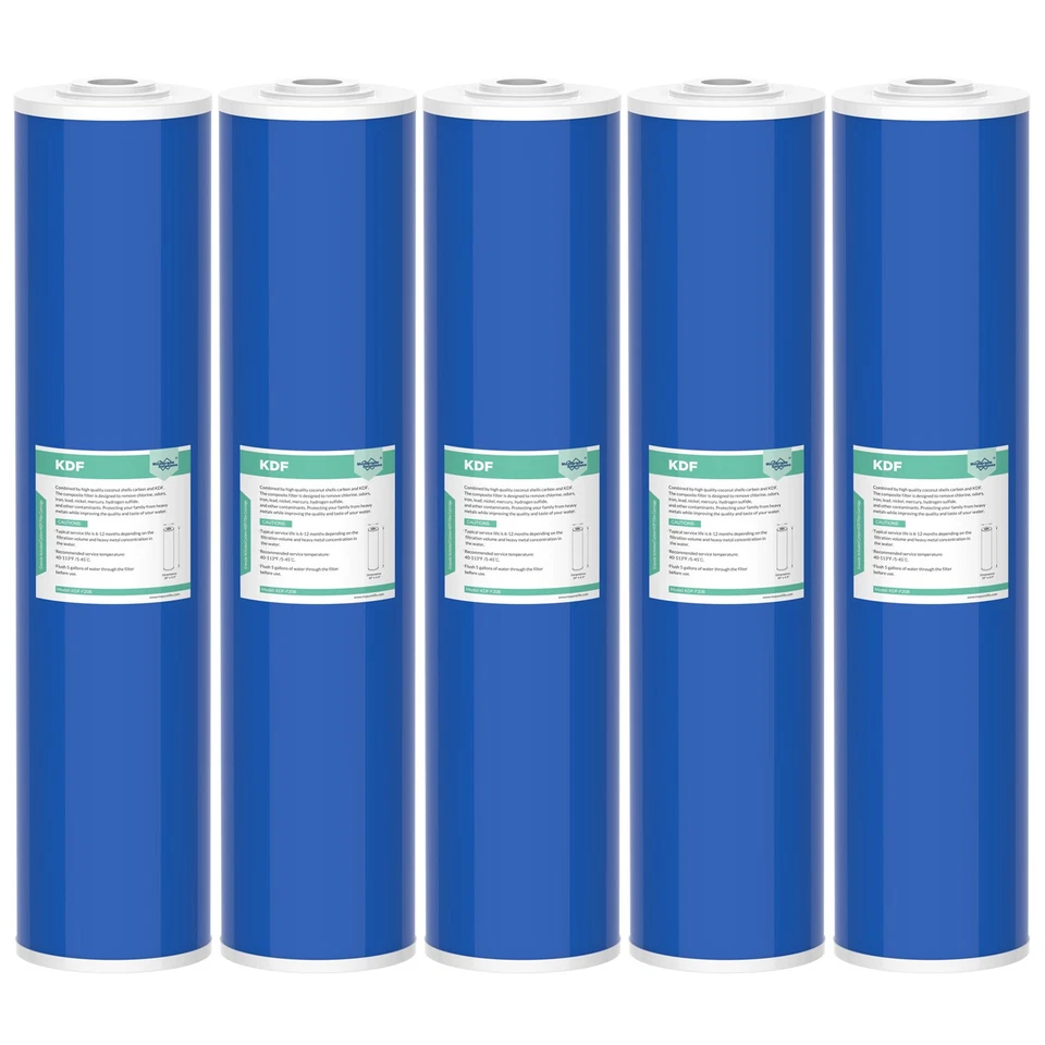 1-6 Pack 20"x4.5" KDF GAC Big Blue Whole House Water Softener Filter Replacement - Image 1 of 4