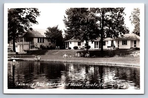 RPPC Postcard Sciota Pennsylvania Swimming Pool White Cabin Manor Unposted 1950s - Picture 1 of 2