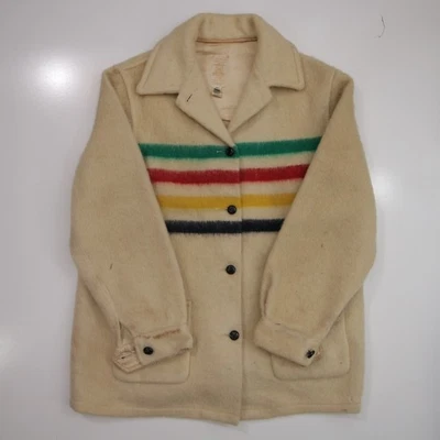 Antique Vintage Hudson Hudson’s Bay Point Blanket Jacket Coat Women L/XL stripe - Image 1 of 4