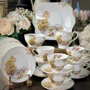 SHELLEY Tea Set Heather 21pcs #13419 1950’s English Vintage Excellent - Picture 1 of 12