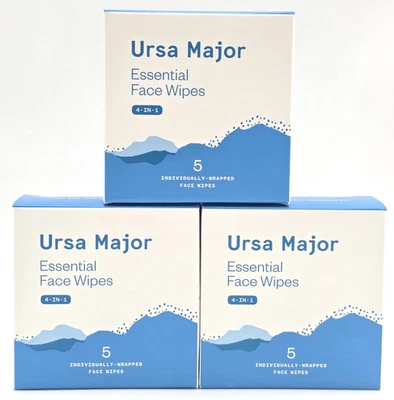 3 toallitas faciales esenciales Ursa Major 4 en 1 5 por caja Foto 1 de 3