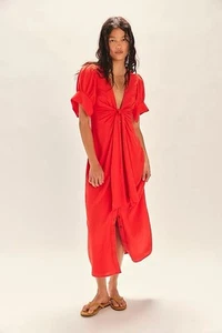 Free People Free-est abito midi estivo vintage taglia small colore rosso fuoco - Foto 1 di 7