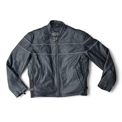 Chaqueta de motociclistas Dream Apparel de cuero para hombre negra talla 42 L Foto 1 de 4