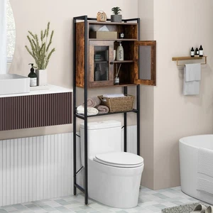 Over-The-Toilet Storage Cabinet with Heavy-Duty Metal Frame 2-door Freestanding - Picture 1 of 9