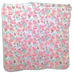 Cotton Baby Blanket Lovey Yellow Pink Rose Reversible Butterfly 27"x27" Stroller - Picture 1 of 9