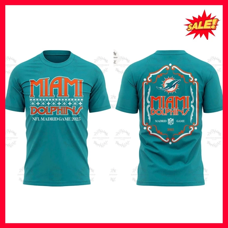 Camiseta Miami Dolphin 2025 Madrid Juego Edición Limitada Todas las Tallas Regalo Aficionados Foto 1 de 4