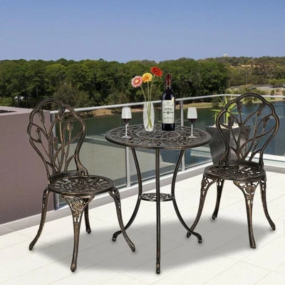 3 PCS Bistro Set Antique Outdoor Patio Furniture Leaf Design Cast Aluminum Home - Image 1 of 4