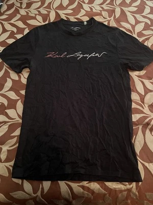 karl lagerfeld t shirt Mens Black Small Paris Script Logo  - Image 1 of 4