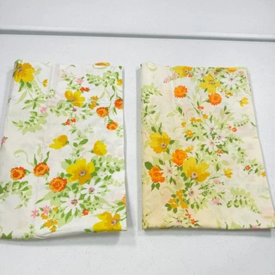 De colección JCPENNEY Funda de Almohada Estándar Par Amarillo Floral Grandes Flores Mezcla mcm Retro Foto 1 de 4