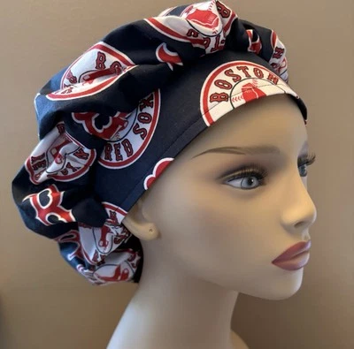 Boston Red Sox Bouffant or surgical scrub cap hat women Red Sox Fabric - Image 1 of 4