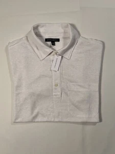 Men S Banana Republic 100% Linen Polo Shirt White Semi-Sheer Short Sleeve Pocket - Picture 1 of 9