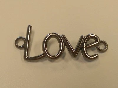Personalized LOVE Alloy Link, 40x15x3mm, Hole: 3mm Jewelry Making Qty 3 - Image 1 of 4