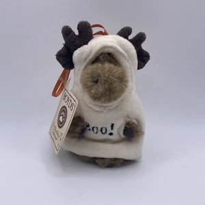 Boyds Bears Halloween ghost ornament “Lil Boo” 4” Moose mini peeker plush Rare - Picture 1 of 5