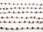 3 .5 MM NATURAL AMETHYST GOLD PLATED HAND MADE  GEM STONE LINK CHAIN 1